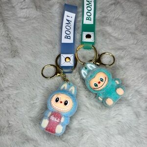 Coca Cola Blue and Green Plush Keychains